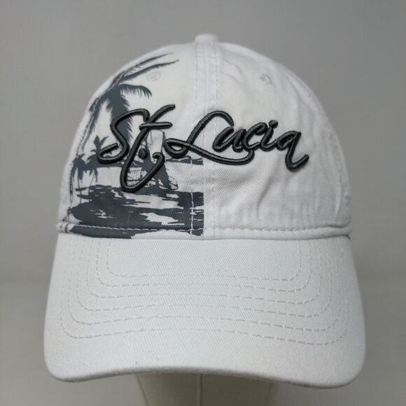 TBL Men's Slideback Hat White Adjustable Embroidered St. Lucia Logo Tourist - Picture 2 of 11